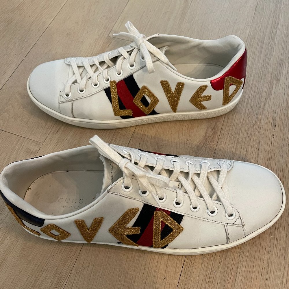 Gucci Calfskin LOVED Embroidered Women's Sneakers Size 9